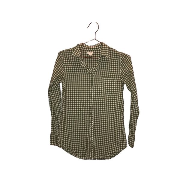 J. Crew factory Gingham button up blouse size XXS - Picture 1 of 7